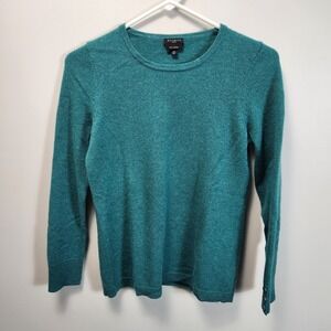 Talbots 100% Cashmere Pullover Sweater PS Women TEAL GREEN Classic Luxury Soft